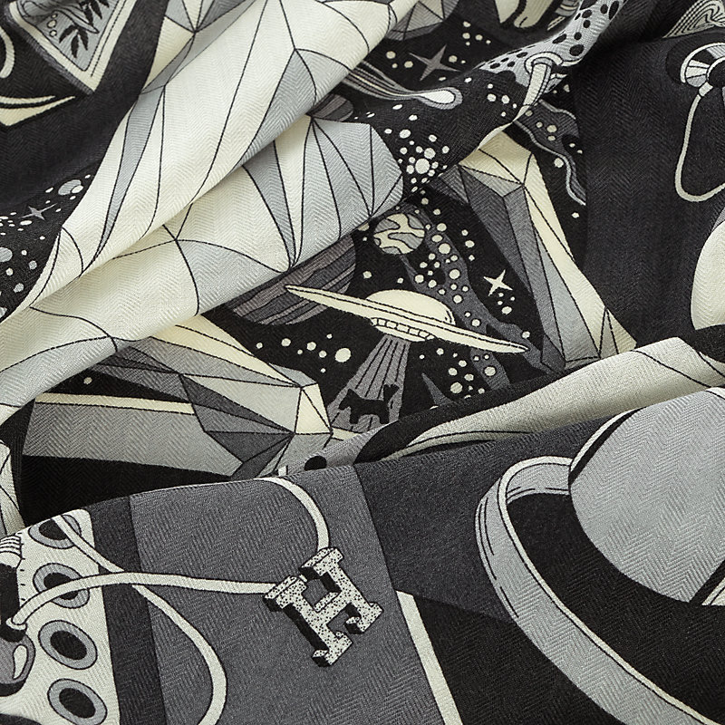 hermes black and white scarf