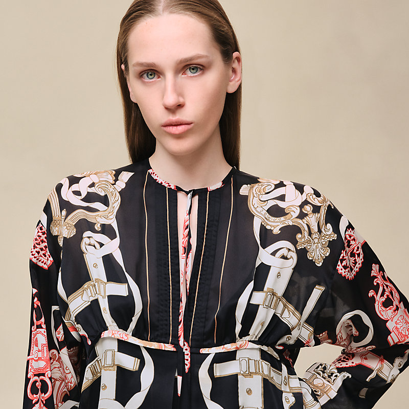"Ferronnerie Remix" knotted collar dress