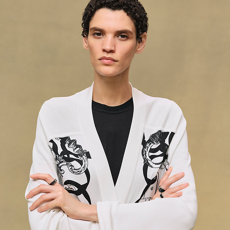 "Ferronnerie Remix" long-sleeve twillaine cardigan