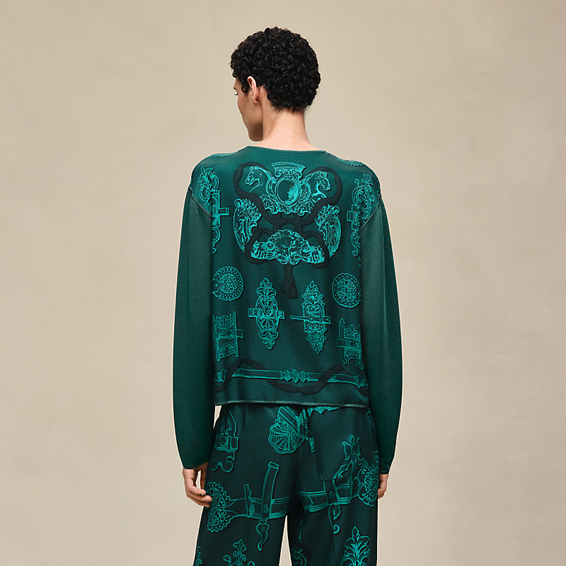 "Ferronnerie Remix" long-sleeve twillaine sweater