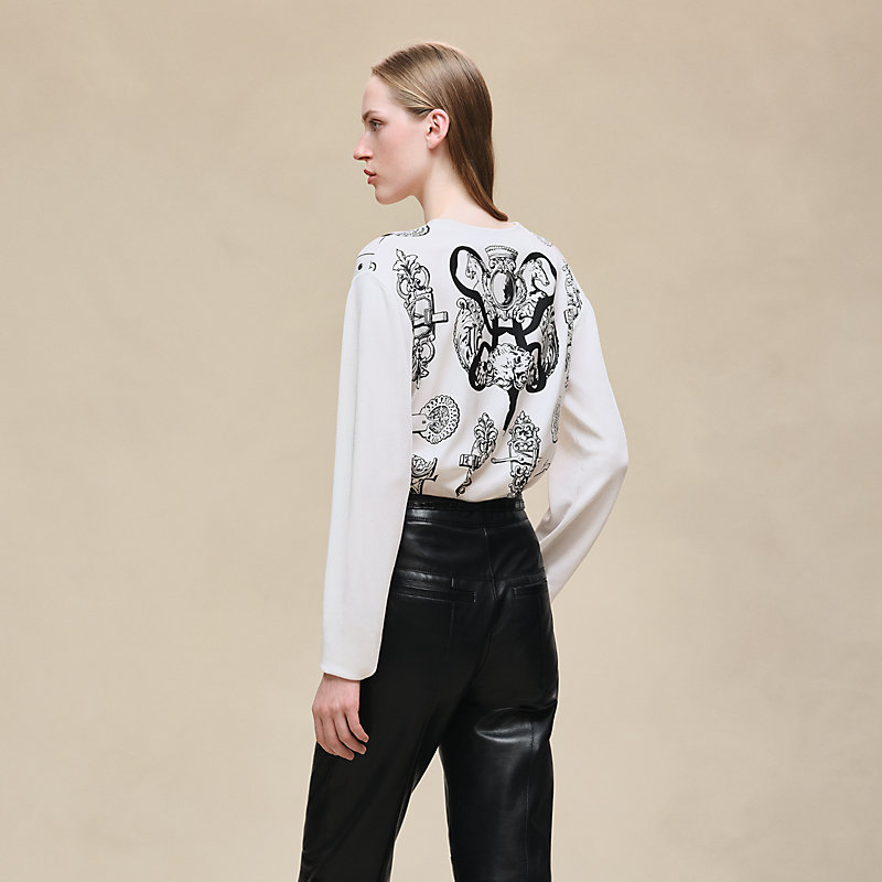 "Ferronnerie Remix" long-sleeve twillaine sweater