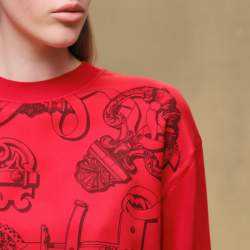 "Ferronnerie Remix" long-sleeve twillaine sweater