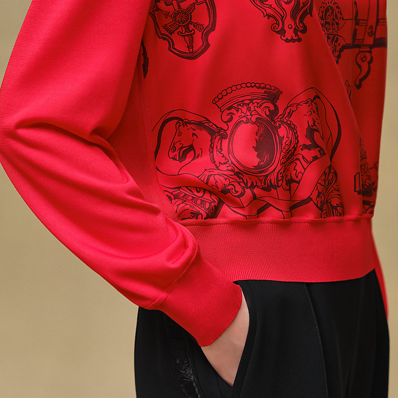 "Ferronnerie Remix" long-sleeve twillaine sweater
