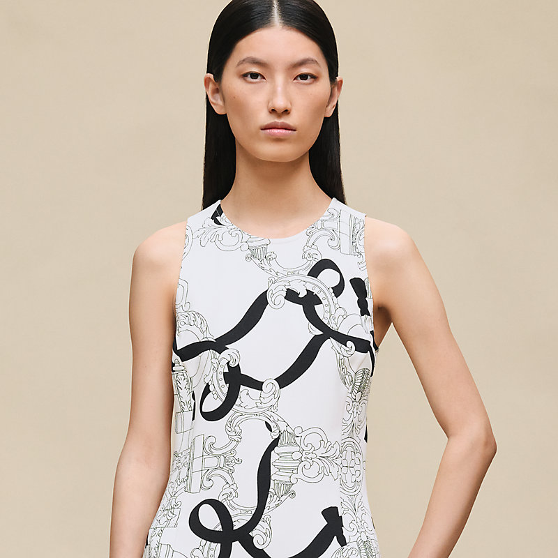 "Ferronnerie Remix" ruffled sleeveless dress