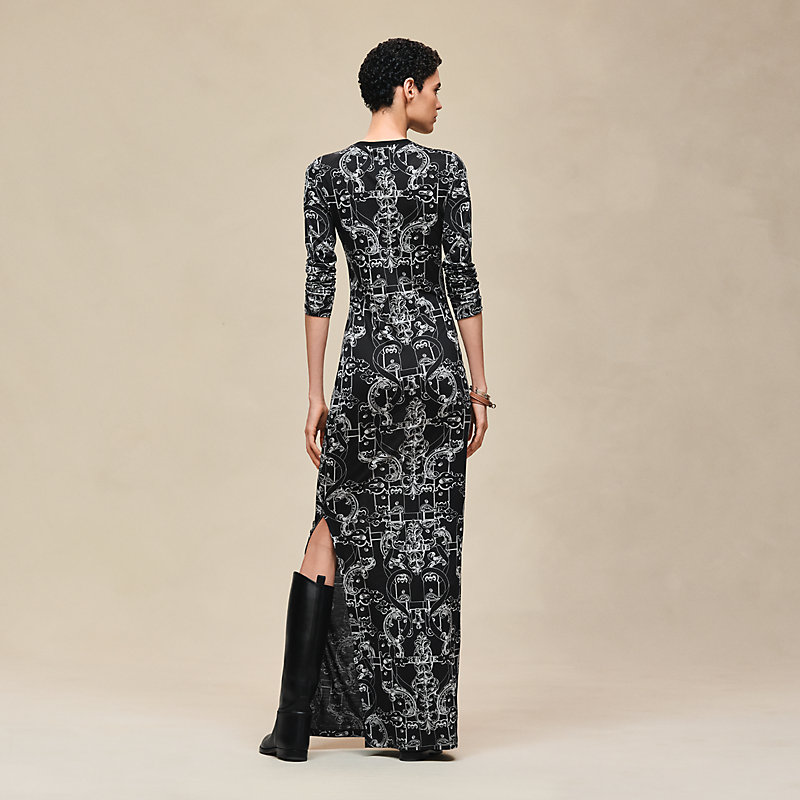 "Ferronnerie Remix" short-sleeve long dress