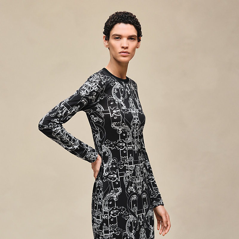 "Ferronnerie Remix" short-sleeve long dress