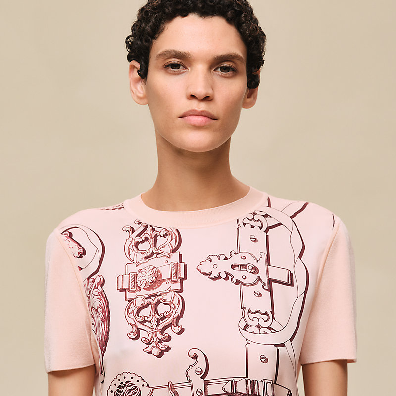 "Ferronnerie Remix" short-sleeve twillaine sweater