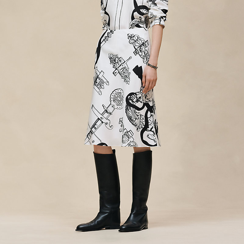"Ferronnerie Remix" slanted skirt
