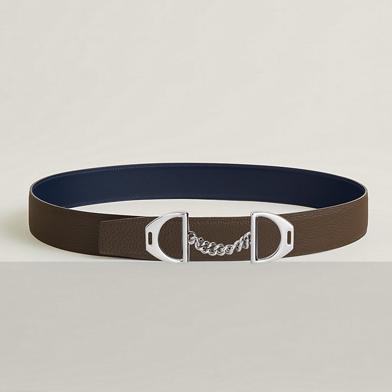Fibbia da cintura Equipage & Pelle reversibile per cintura 38 mm