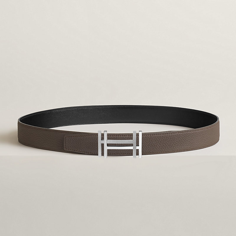 Fibbia da cintura H au Carré & Pelle reversibile per cintura 32 mm