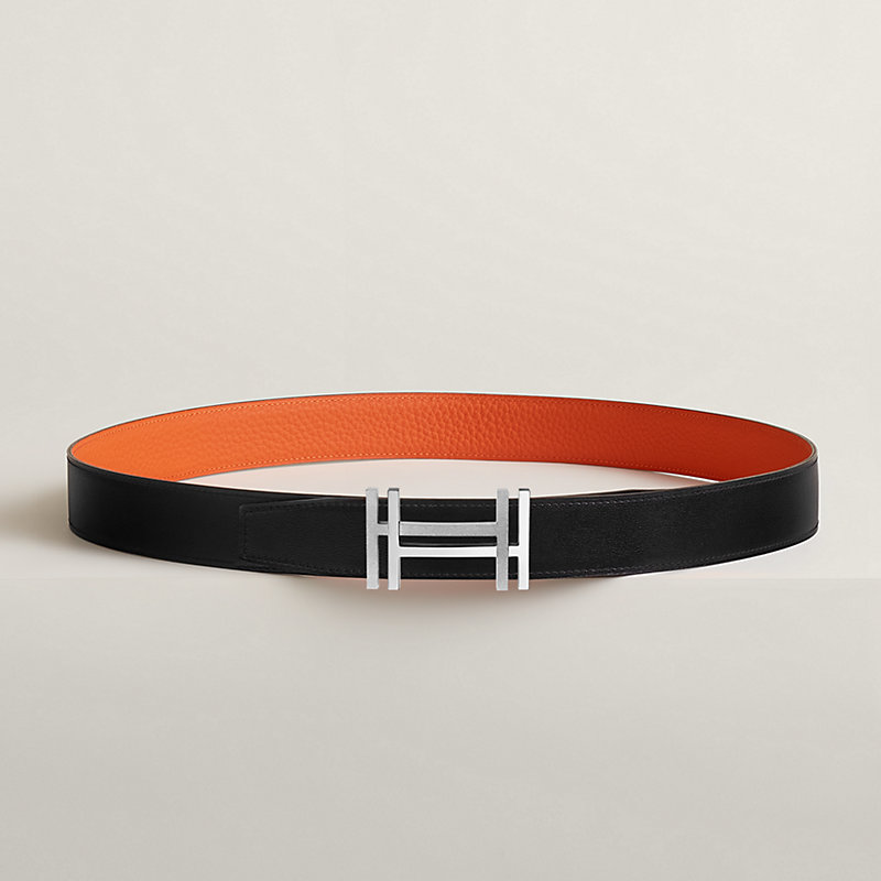 Fibbia da cintura H au Carré & Pelle reversibile per cintura 32 mm