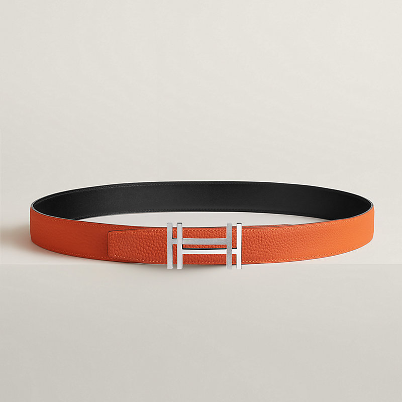 Fibbia da cintura H au Carré & Pelle reversibile per cintura 32 mm