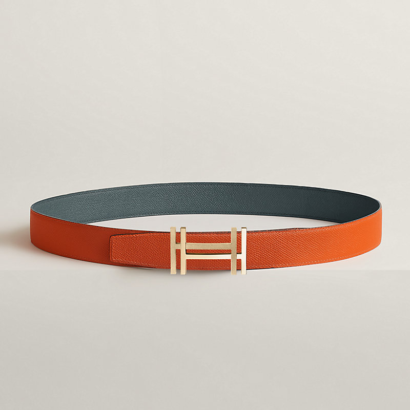 Fibbia da cintura H au Carré & Pelle reversibile per cintura 32 mm