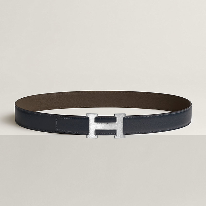 Fibbia da cintura H Martelée & Pelle reversibile per cintura 32 mm