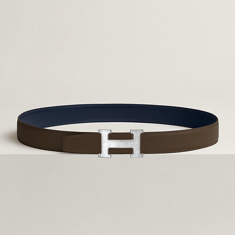 Fibbia da cintura H Martelée & Pelle reversibile per cintura 32 mm