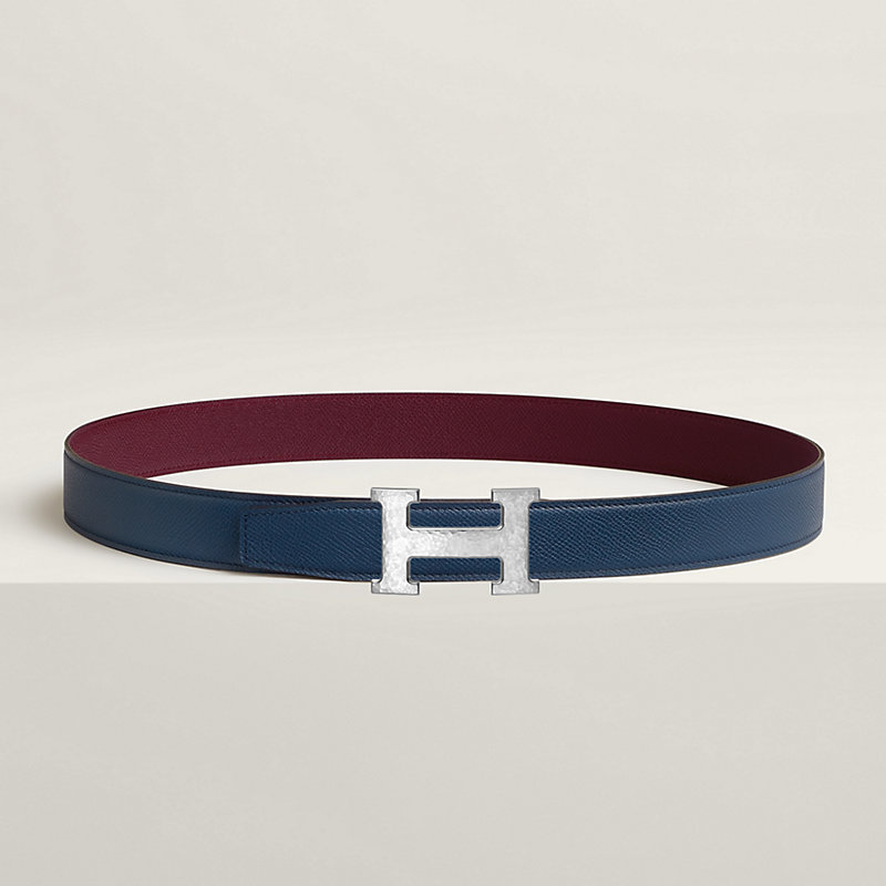 Fibbia da cintura H Martelée & Pelle reversibile per cintura 32 mm