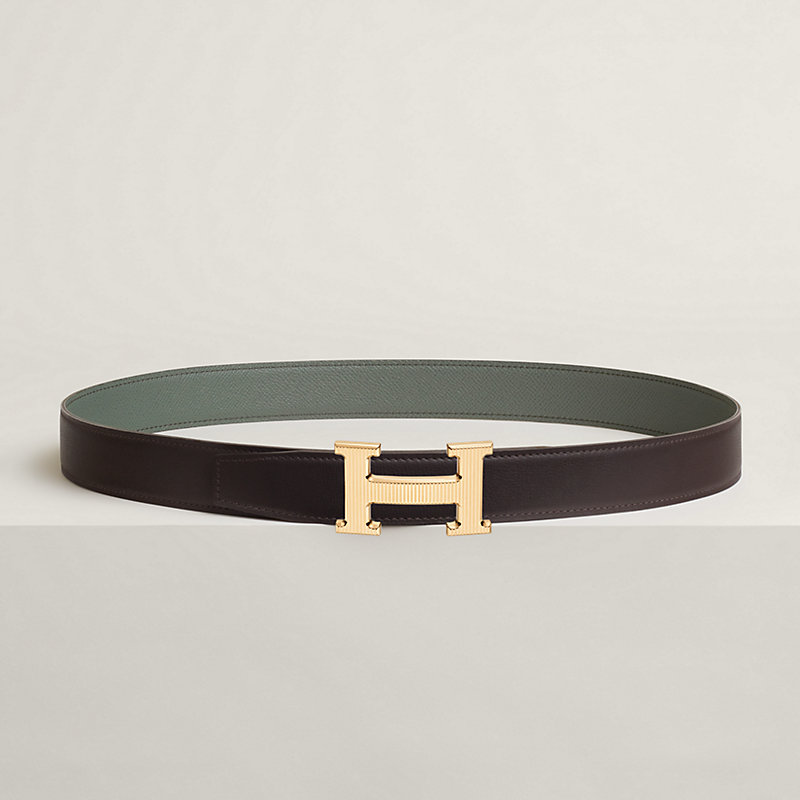 Fibbia da cintura H Striée & Pelle reversibile per cintura 32 mm