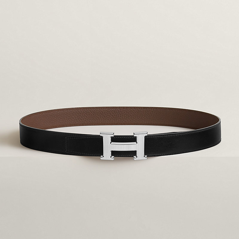 Fibbia da cintura H Striée & Pelle reversibile per cintura 32 mm