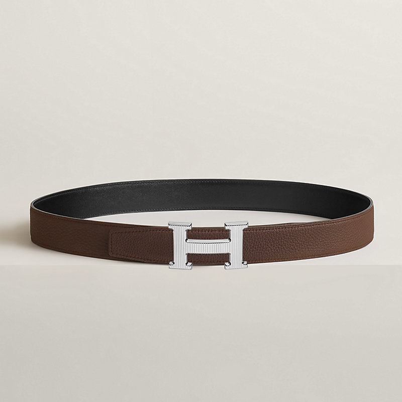 Fibbia da cintura H Striée & Pelle reversibile per cintura 32 mm