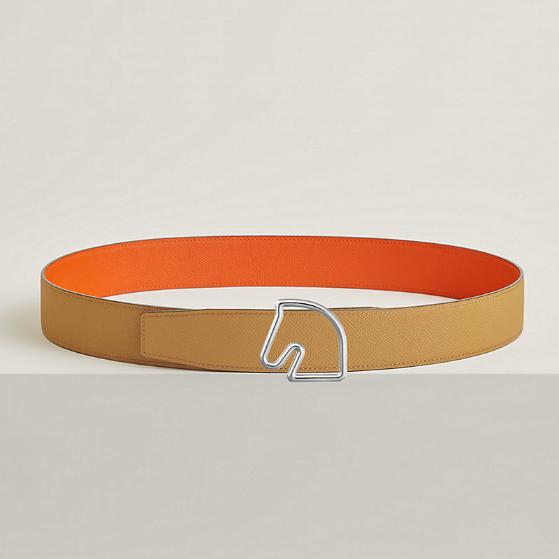 Fibbia da cintura Tête de Cheval & Pelle reversibile per cintura 38 mm