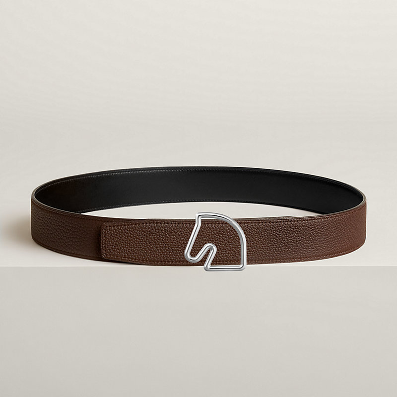 Fibbia da cintura Tête de Cheval & Pelle reversibile per cintura 38 mm