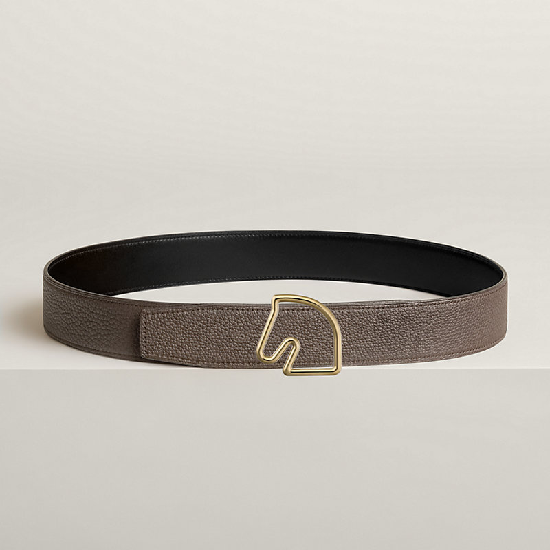 Fibbia da cintura Tête de Cheval & Pelle reversibile per cintura 38 mm