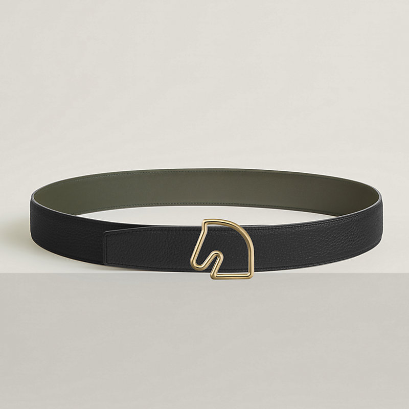 Fibbia da cintura Tête de Cheval & Pelle reversibile per cintura 38 mm
