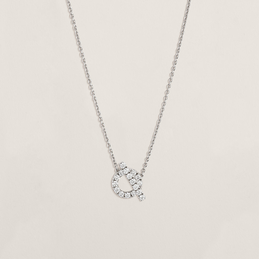 HERMES 18K White Gold Diamond Finesse Link Necklace 750533 | FASHIONPHILE
