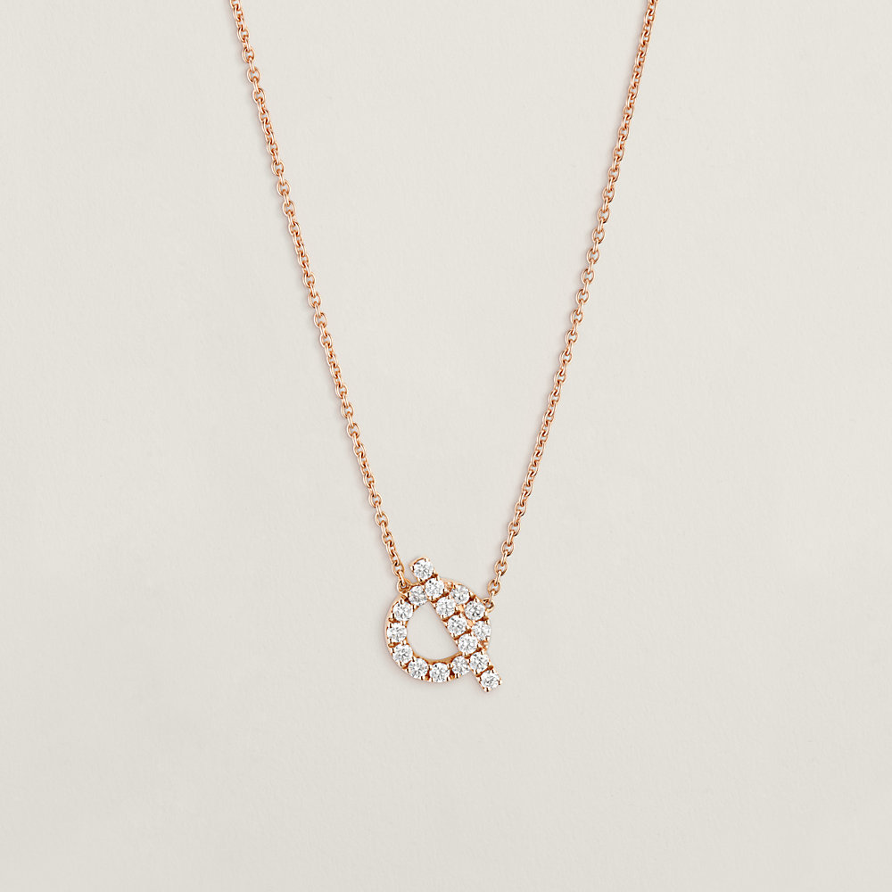 Hermes Mini Diamond Finesse Pendant Necklace White Gold - NOBLEMARS