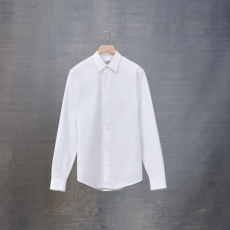 Fitted shirt with leather tab | Hermès 