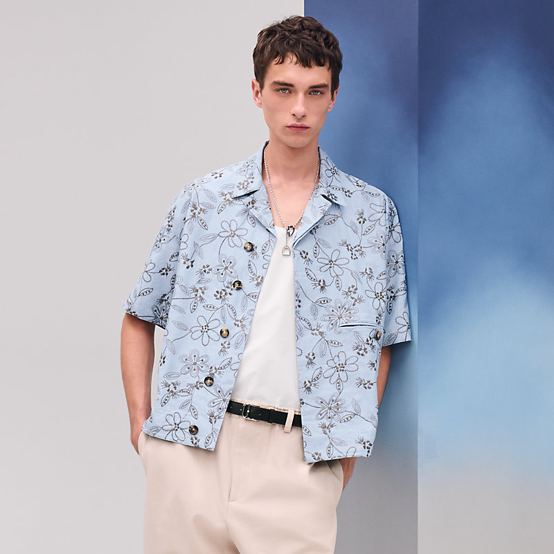 HERMES エルメス フラワー クルタシャツ XL Fleurs technique