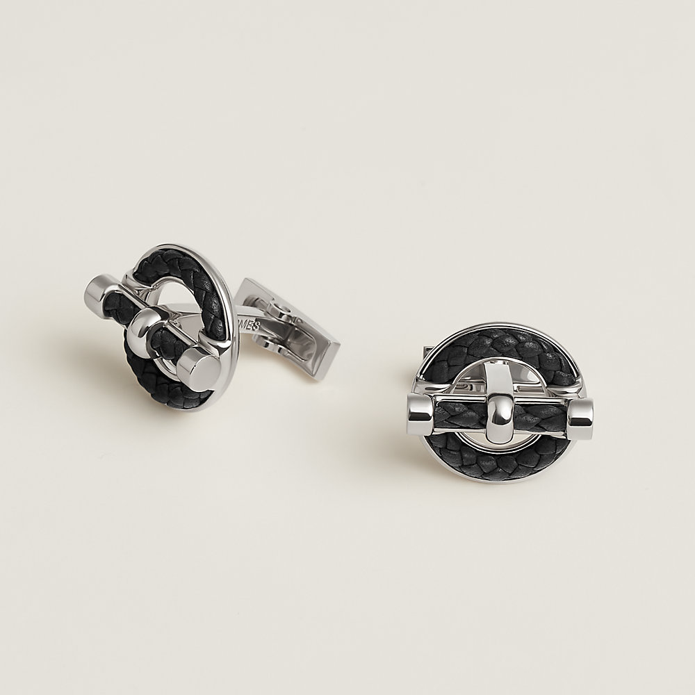 Hermes Clou de Selle Silver Cufflinks