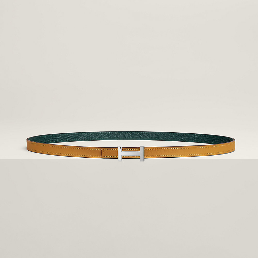 HM FOCUS BUCKLE & REVERSIBLE PEANUT BROWN AND WHITE LEATHER STRAP 13MM SILVER HARDWARE