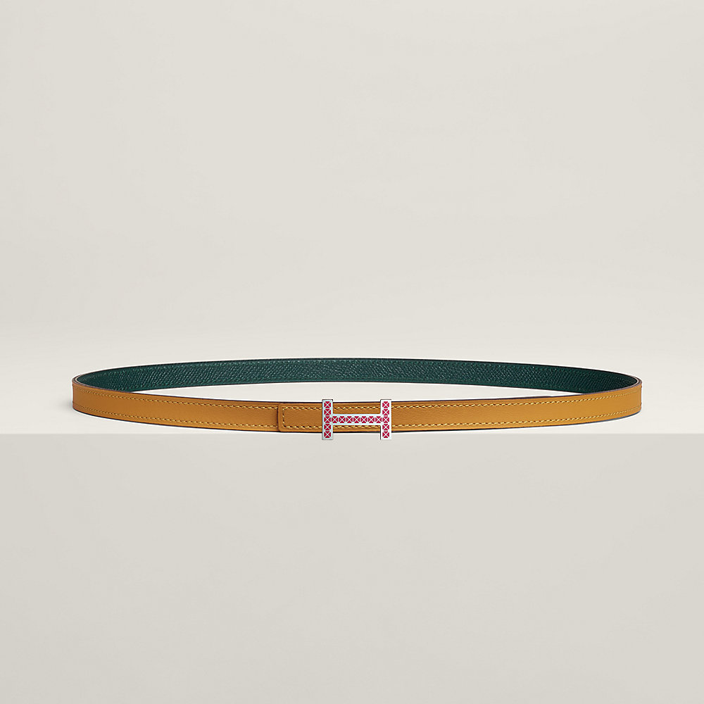 HM FOCUS BUCKLE & REVERSIBLE BLACK AND TAWNY BROWN LEATHER STRAP 13MM COPPER HARDWARE