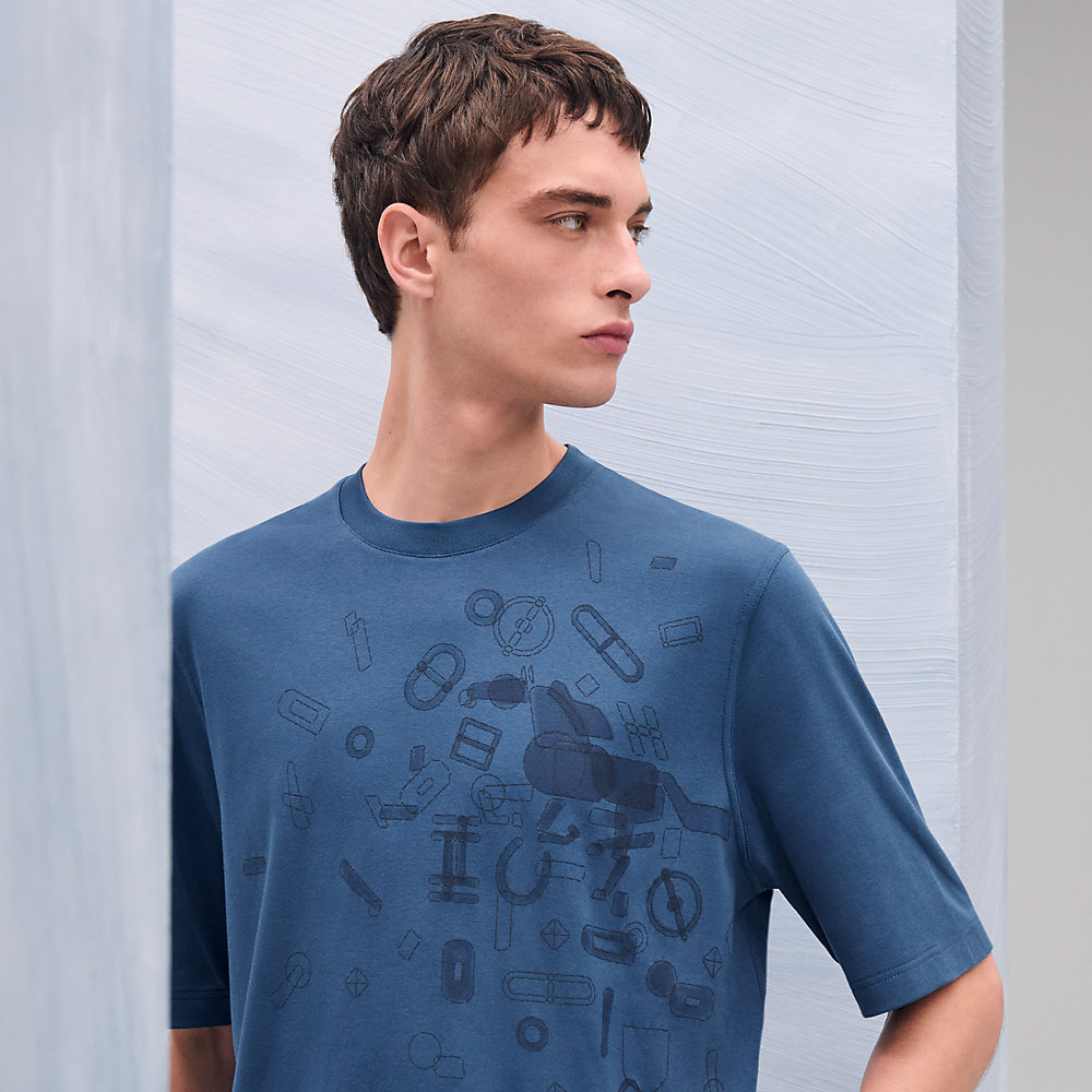 【Hermes】Fragments Equestres Print Tshirt Fragments Equestres