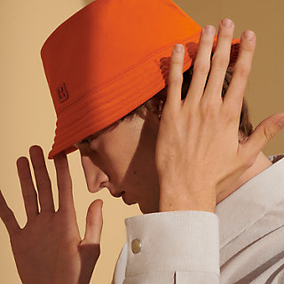 Hermes FRED Calfskin Hat Fred H Stripe bucket hat - Black | Hermès Thailand main image 2