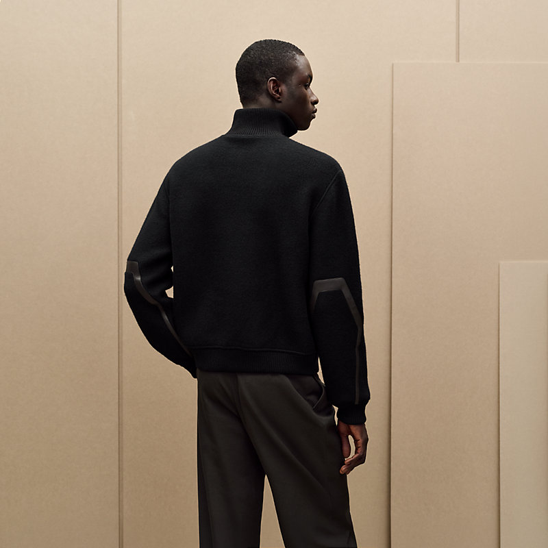 Full-zip sweater with leather detail, View: , view 3 of 6