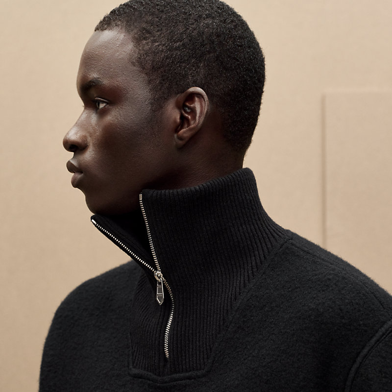 Full-zip sweater with leather detail, View: , view 4 of 6