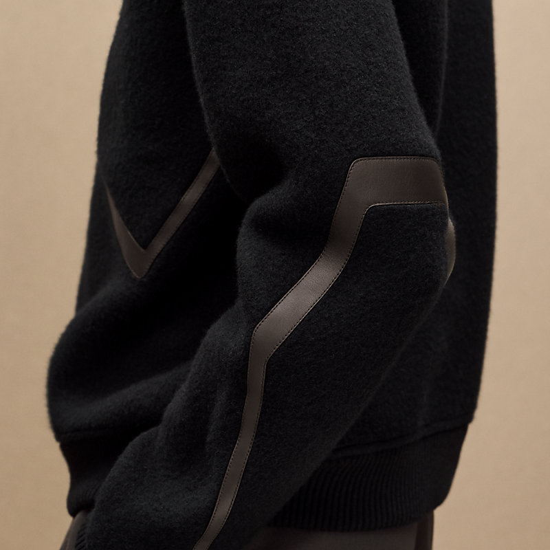 Full-zip sweater with leather detail, View: , view 5 of 6