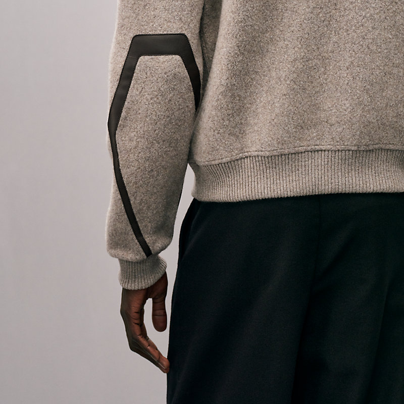 Full-zip sweater with leather detail, View: , view 5 of 6
