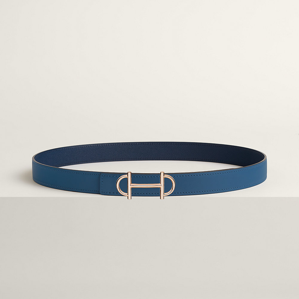 HM GAMMA BUCKLE & REVERSIBLE BLACK LEATHER STRAP 13MM GOLD HARDWARE