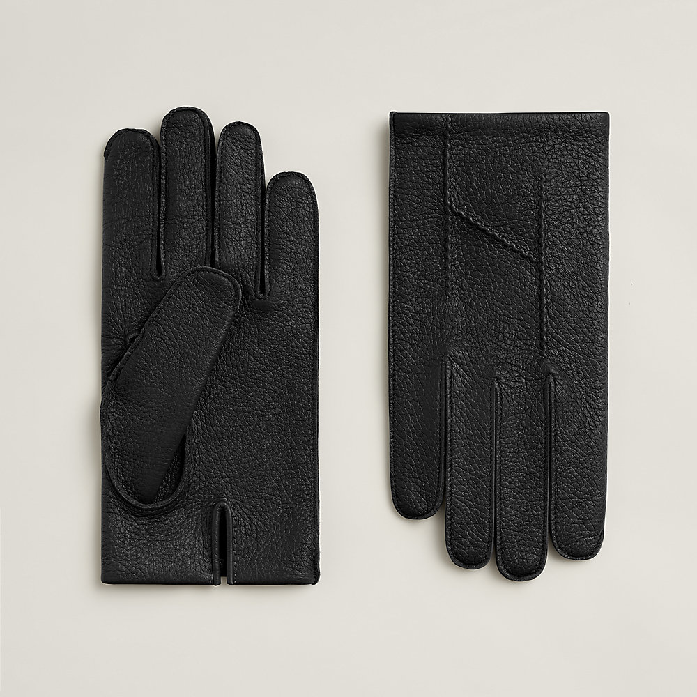 Gants En Chevreau Hermès 'St Honoré' - Taille 7 (M) - Noir - Neufs Avec Boîte - Vintage Rétro