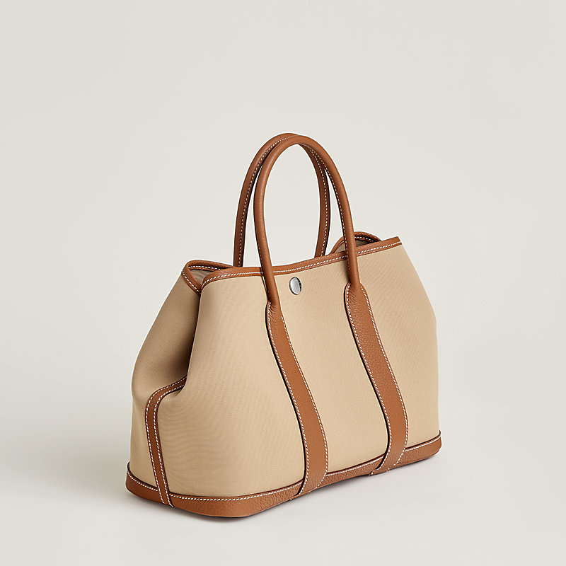 HERMES GARDEN PARTY LEATHER AND CANVAS BAG