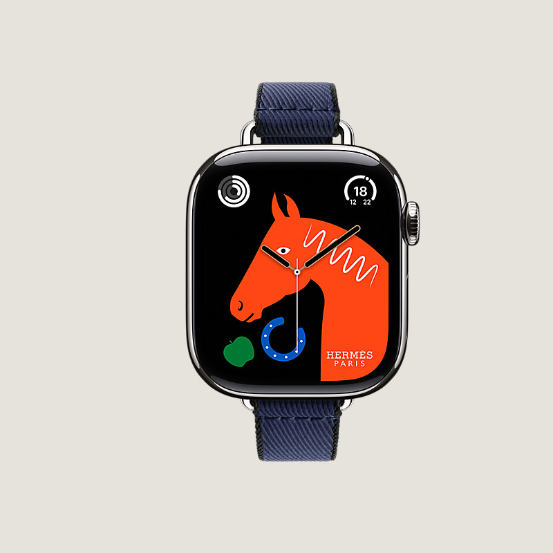 Gehäuse Series&nbsp;11 & Armband Apple Watch Hermès Single Tour 42&nbsp;mm Twill Jump Attelage