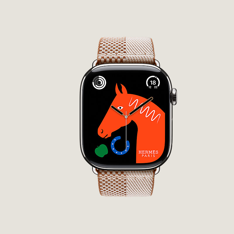 Gehäuse Series&nbsp;11 & Armband Apple Watch Hermès Single Tour 46&nbsp;mm Toile H Double Jeu