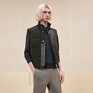 Gilet matelassé mix cuir | Hermès France