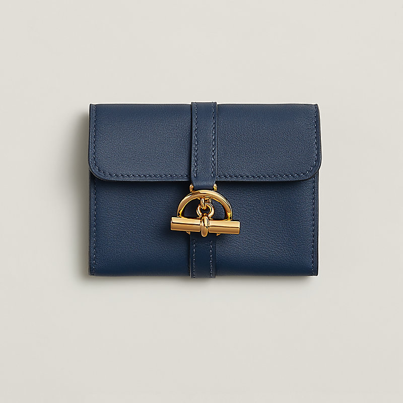 Glenan Compact wallet - Blue | Hermès Finland