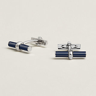 【美品】HERMES セリエ チェーン カフリンクス カフス ネイビーブルー glenan-cufflinks--100077FPH6-