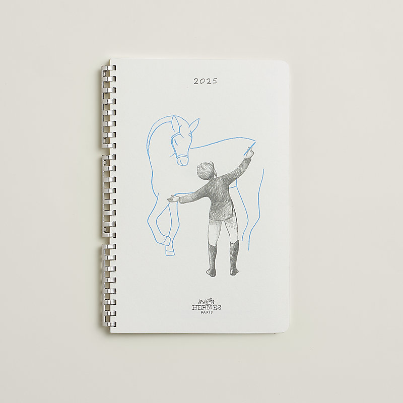 未使用★HERMES★2025現行★コーチング・レリーフ★刺繍★シルクニット Globe-Trotter 2025 annual agenda refill - Grey | Hermès USA