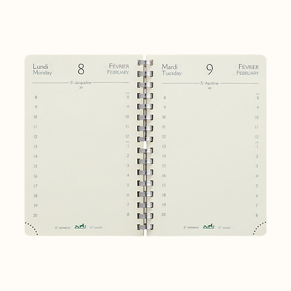 Hermes Gris Tourterelle Clemence Leather Ulysse Pm Agenda Cover W Perpetual Agenda Refill Yoogi S Closet